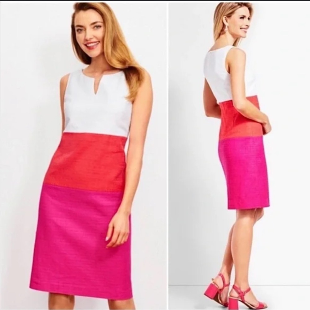 Talbots Colorblock Mini Dress - White, Red, Pink